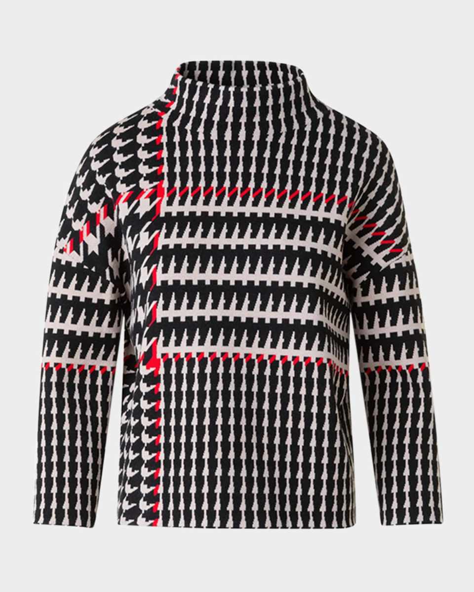 Wool-Blend Knit Jacquard Sweater